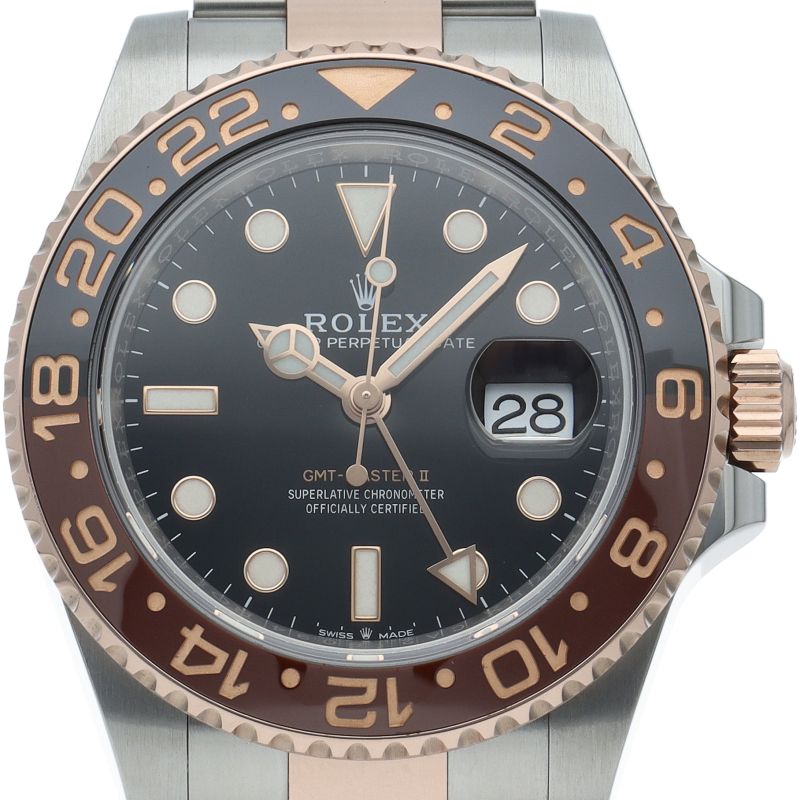 Rolex GMT Master 2 Watch Box 18k Pink Gold SS Black Polished