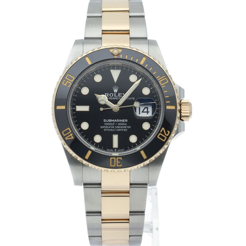 Rolex Submariner Date Watch 18k Yellow Gold SS Black Polished — view 2