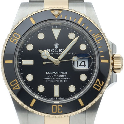 Rolex Submariner Date Watch 18k Yellow Gold SS Black Polished