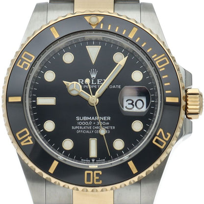 Rolex Submariner Date Watch 18k Yellow Gold SS Black Polished
