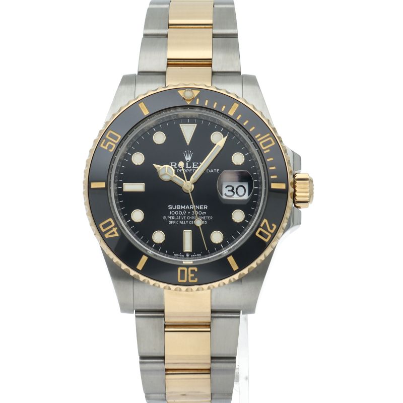 Rolex Submariner Date Watch 18k Yellow Gold SS Black Polished — view 2