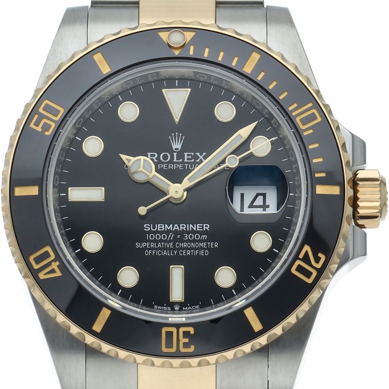 Rolex Submariner Date Watch Box 18k Yellow Gold SS Black Polished
