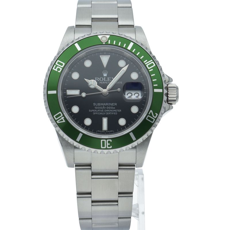 Rolex Submariner Date Green Roulette SS Watch Black Polished — view 2