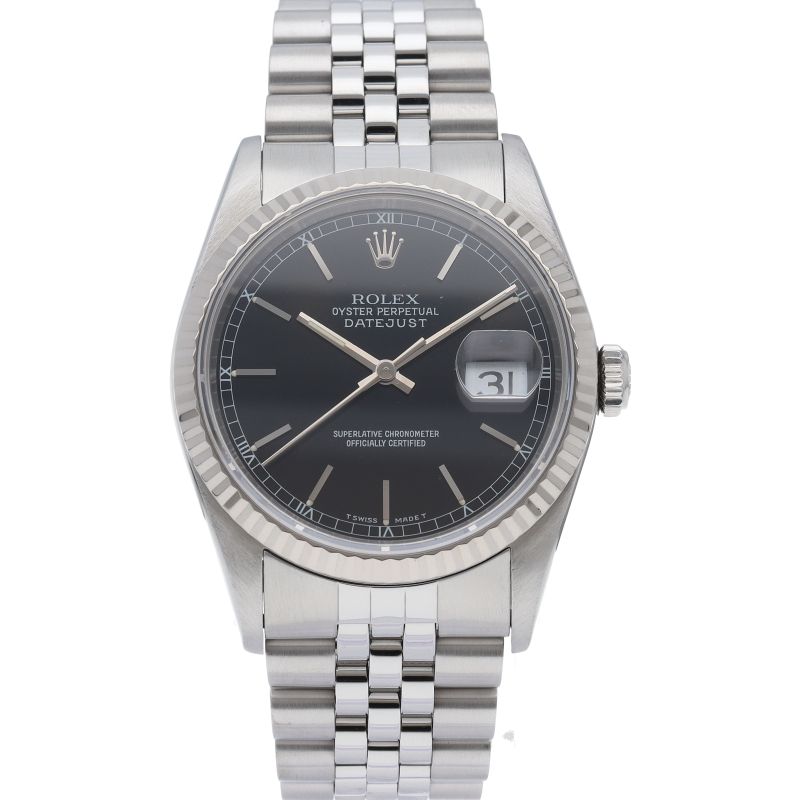 Rolex Datejust Watch 18k White Gold SS Black Polished — view 2
