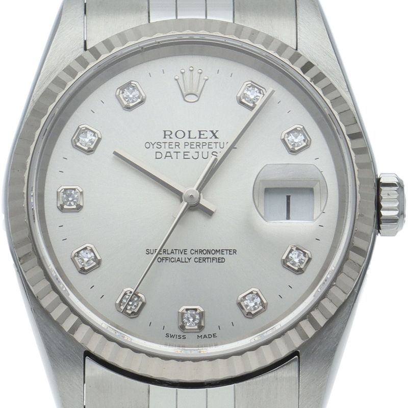 Rolex Datejust Watch Diamond 18k White Gold SS Silver Polished 20