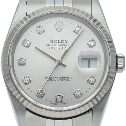 Rolex Datejust Watch Diamond 18k White Gold SS Silver Polished 20