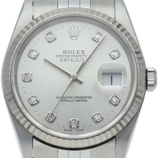 Rolex Datejust Watch Diamond 18k White Gold SS Silver Polished 20