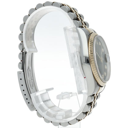 Rolex Datejust Watch Diamond 18k Yellow Gold SS Black Polished 19 — view 4