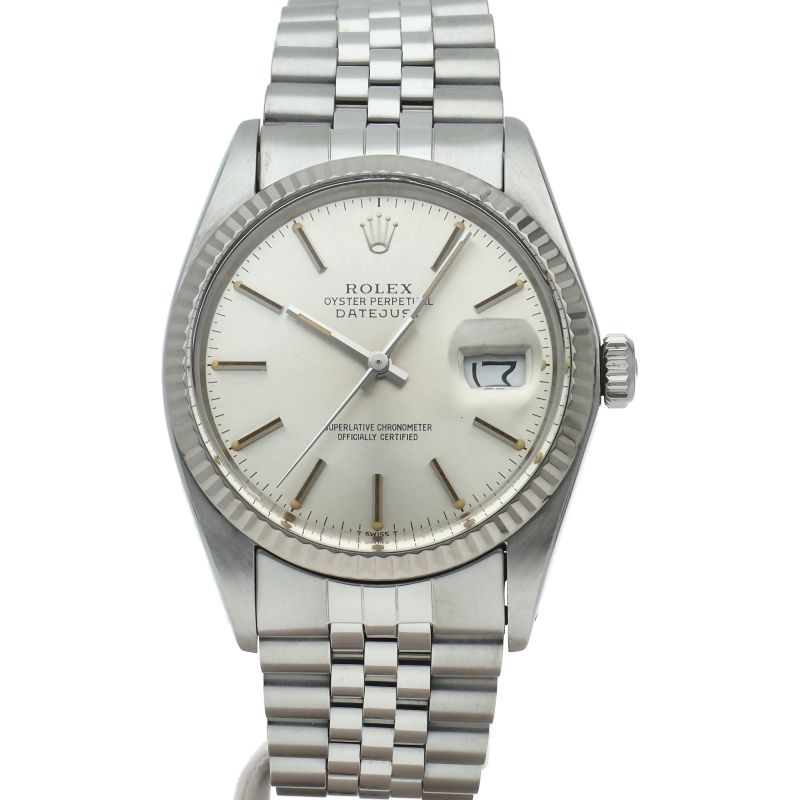 Rolex Datejust Watch Antique Box 18k White Gold SS Silver Polished — view 2