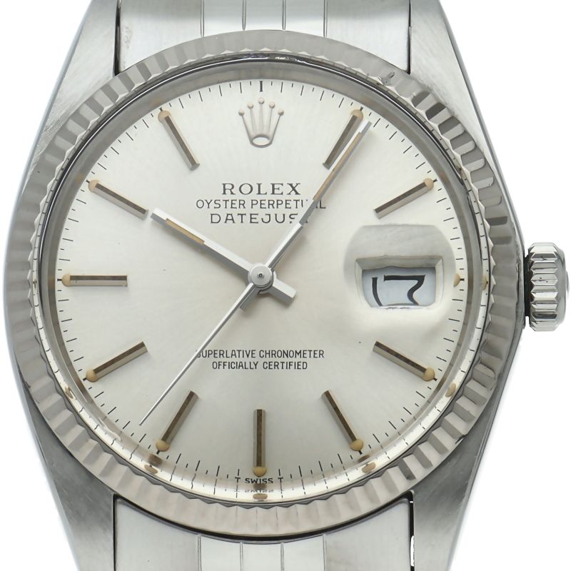 Rolex Datejust Watch Antique Box 18k White Gold SS Silver Polished