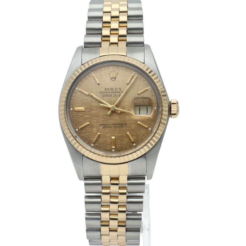 Rolex Datejust Watch Tritium Mosaic Dial Antique 18k Yellow Gold SS — view 2