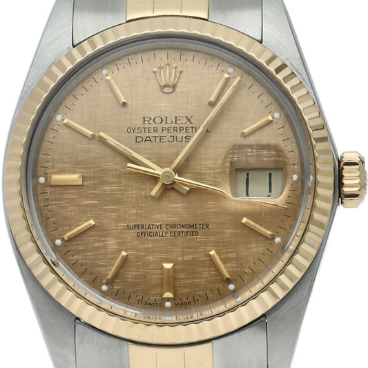 Rolex Datejust Watch Tritium Mosaic Dial Antique 18k Yellow Gold SS