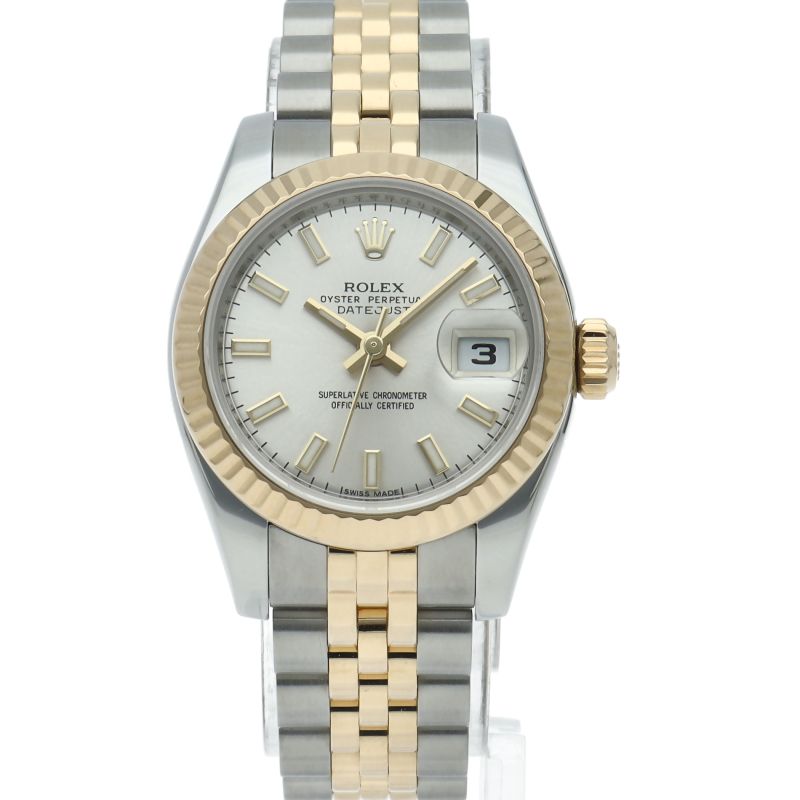 Rolex Datejust 26 Watch Jubilee 18k Yellow Gold SS Silver Finish — view 2