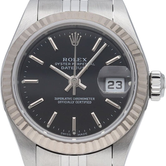 Rolex Datejust Watch 18k White Gold SS Black Polished