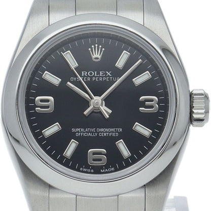 Rolex Oyster Perpetual 26 Watch SS Black Polished