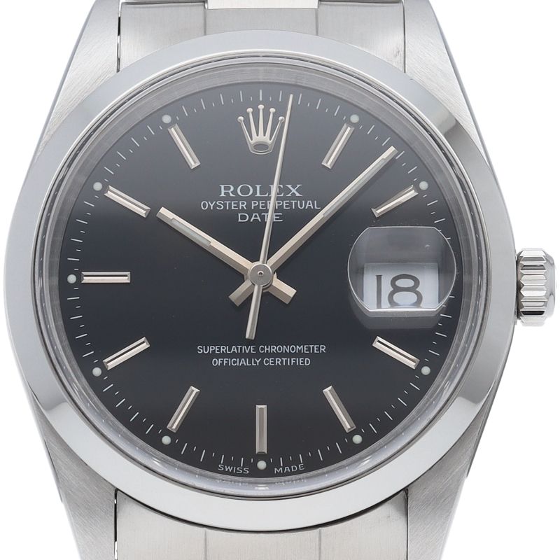 Rolex Oyster Perpetual Date Watch Box SS Black Polished