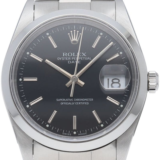 Rolex Oyster Perpetual Date Watch Box SS Black Polished