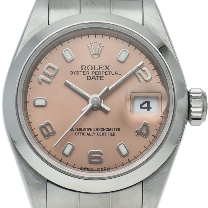 Rolex Oyster Perpetual Date Watch SS Pink Polished