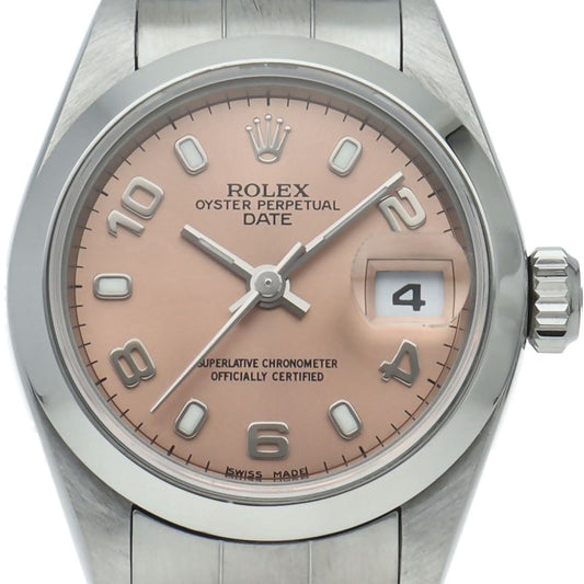 Rolex Oyster Perpetual Date Watch SS Pink Polished