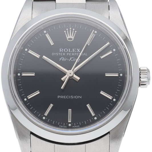 Rolex Air King Box SS Watch Black Polished