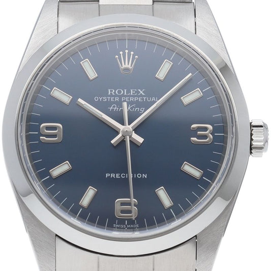 Rolex Air King Box SS Watch Blue Polished