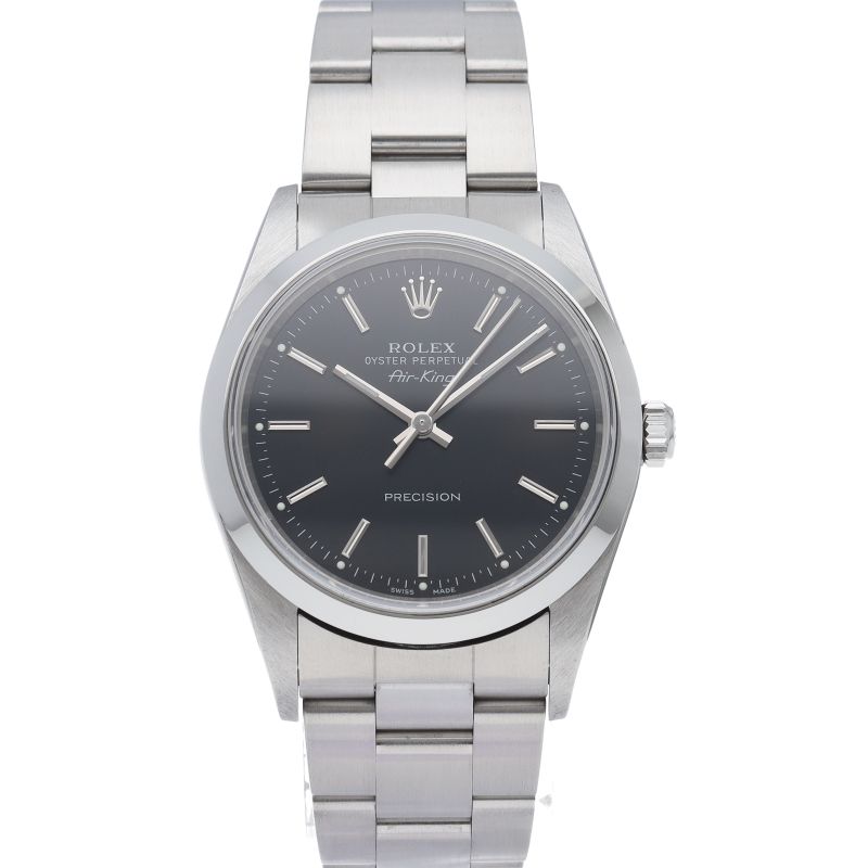 Rolex Air King SS Watch Black Polished — view 2