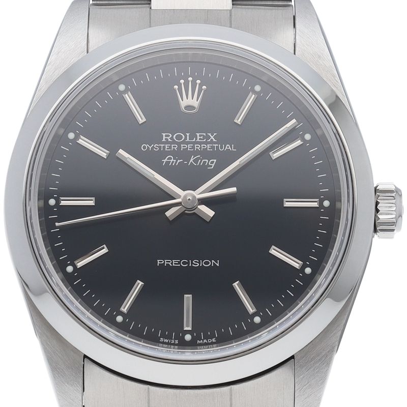 Rolex Air King Box SS Watch Black Polished