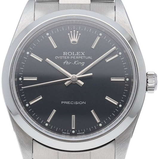 Rolex Air King Box SS Watch Black Polished