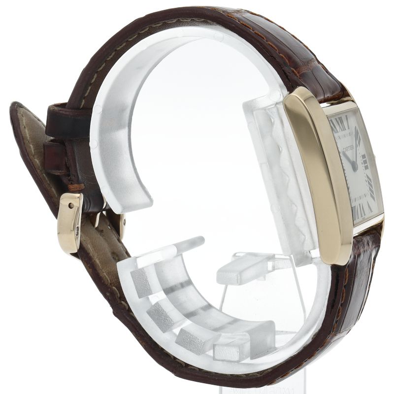 Cartier Tank Francaise MM Watch Box 18k Yellow Gold Leather White Polished — view 4