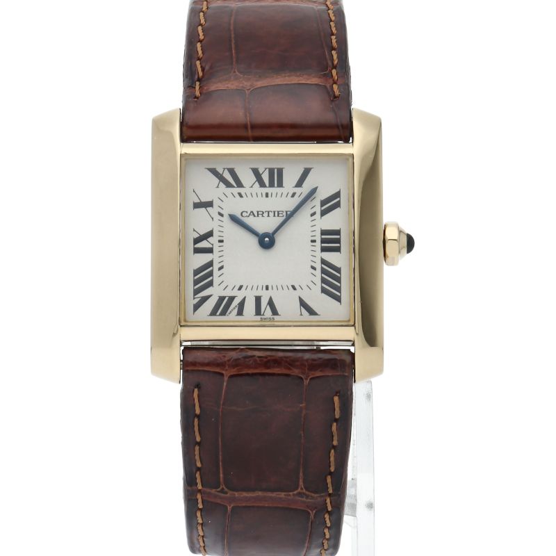 Cartier Tank Francaise MM Watch Box 18k Yellow Gold Leather White Polished — view 2