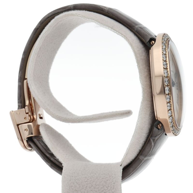 Cartier Venuire SM Watch Diamond Bezel Box 18k Pink Gold Leather Silver Finish — view 4
