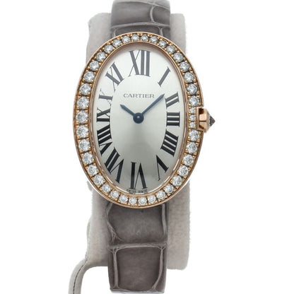 Cartier Venuire SM Watch Diamond Bezel Box 18k Pink Gold Leather Silver Finish — view 2