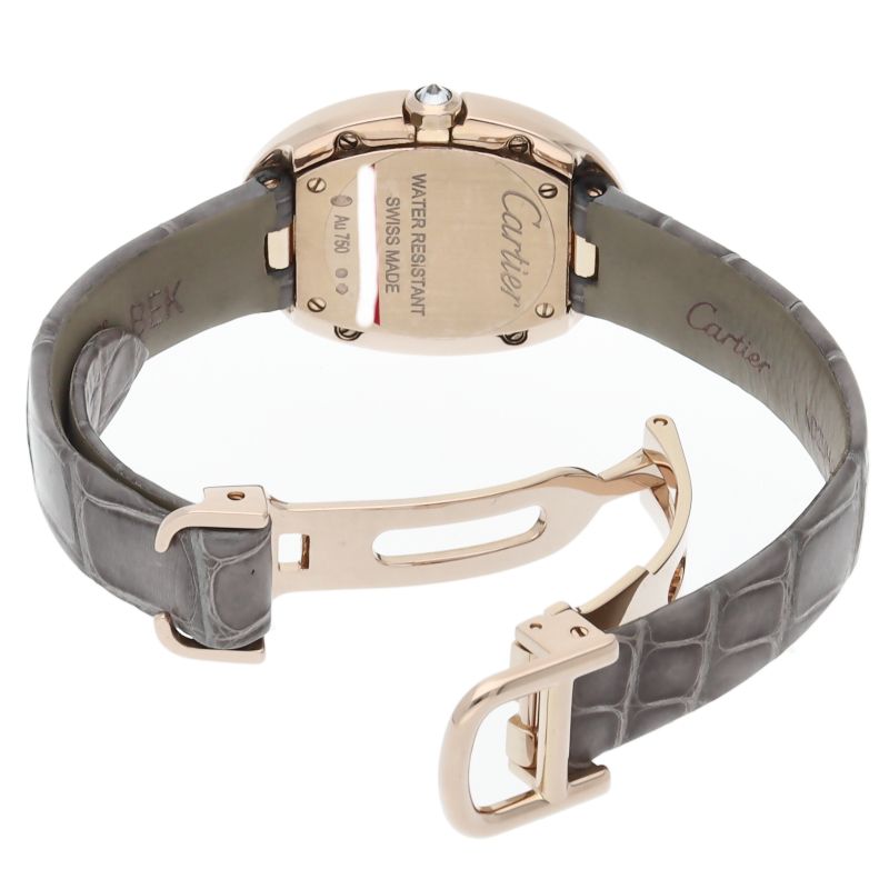 Cartier Venuire SM Watch Diamond Bezel Box 18k Pink Gold Leather Silver Finish — view 5
