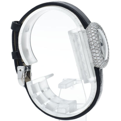 Cartier Venuere Mini Watch Diamond Bezel Box 18k White Gold Leather Silver — view 4