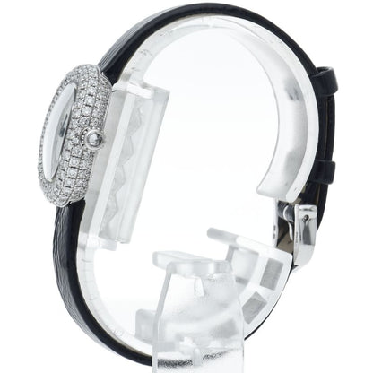 Cartier Venuere Mini Watch Diamond Bezel Box 18k White Gold Leather Silver — view 3
