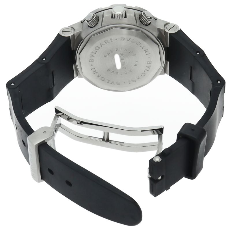 Bvlgari Diagono Scuba Chronograph SS Rubber Watch Black Polished — view 5