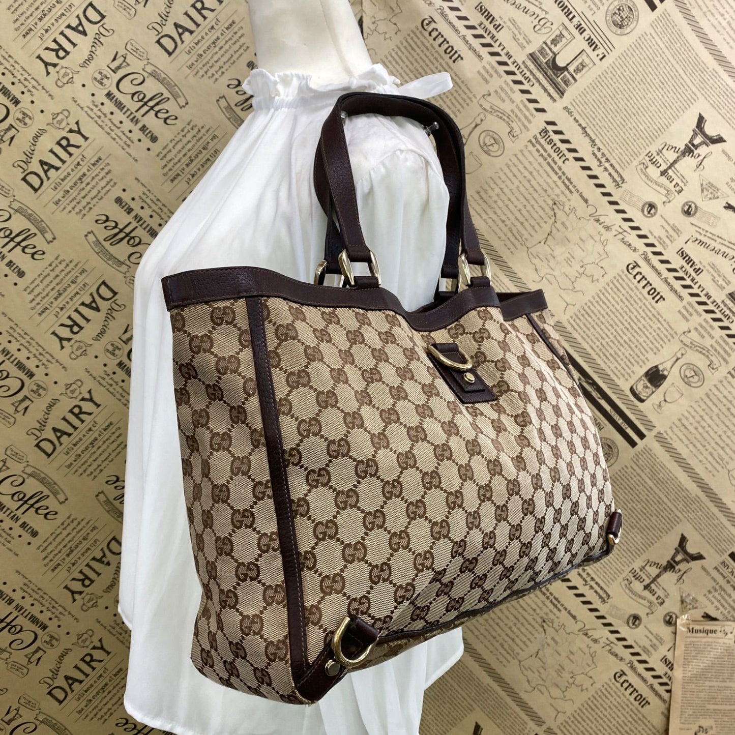 Gucci Abbey Handbag GG Canvas Brown Tote Business — view 3