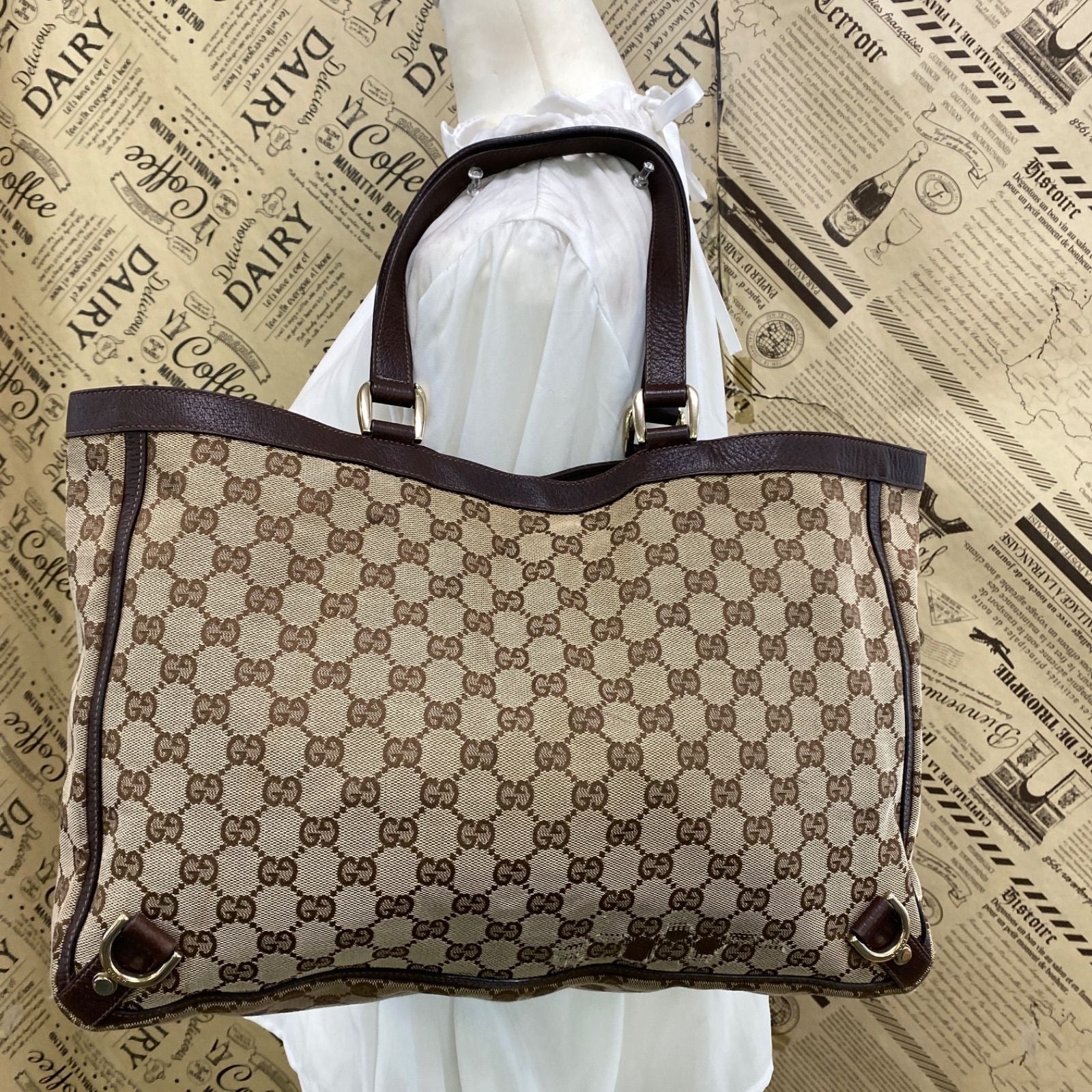 Gucci Abbey Handbag GG Canvas Brown Tote Business — view 2