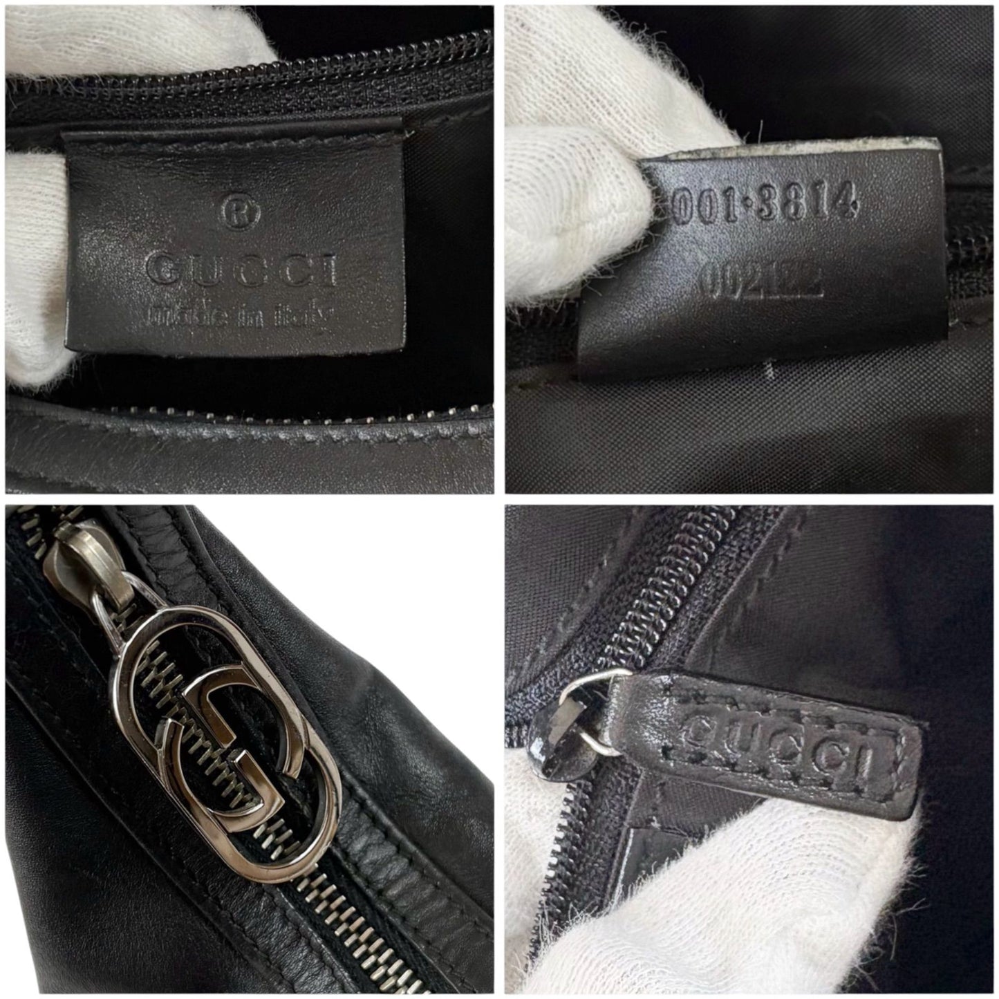 Gucci GG Logo Shoulder Bag Black Leather Silver — view 7