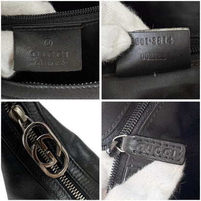 Gucci GG Logo Shoulder Bag Black Leather Silver — view 7