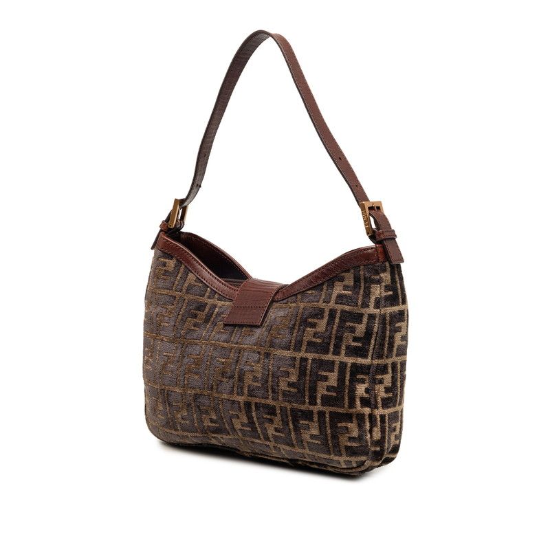 Fendi Zucca Mamma Bucket Shoulder Bag Brown Velour Leather — view 2