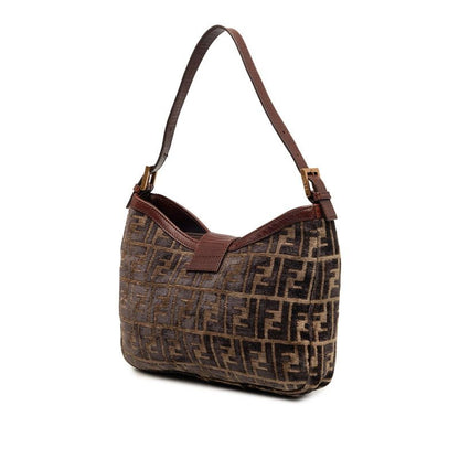 Fendi Zucca Mamma Bucket Shoulder Bag Brown Velour Leather — view 2