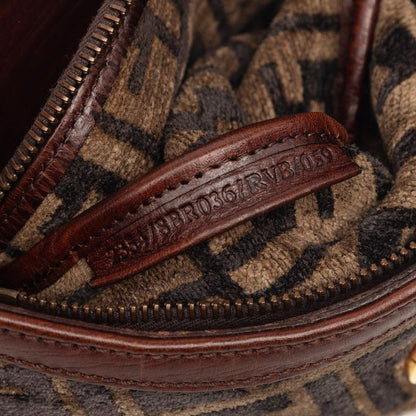 Fendi Zucca Mamma Bucket Shoulder Bag Brown Velour Leather — view 6