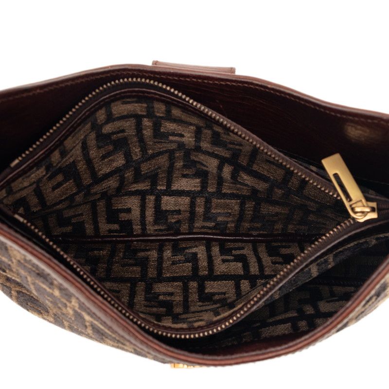 Fendi Zucca Mamma Bucket Shoulder Bag Brown Velour Leather — view 4