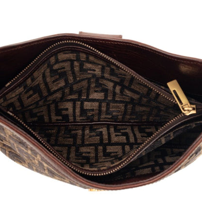 Fendi Zucca Mamma Bucket Shoulder Bag Brown Velour Leather — view 4