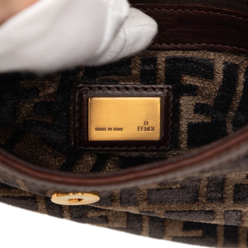 Fendi Zucca Mamma Bucket Shoulder Bag Brown Velour Leather — view 5