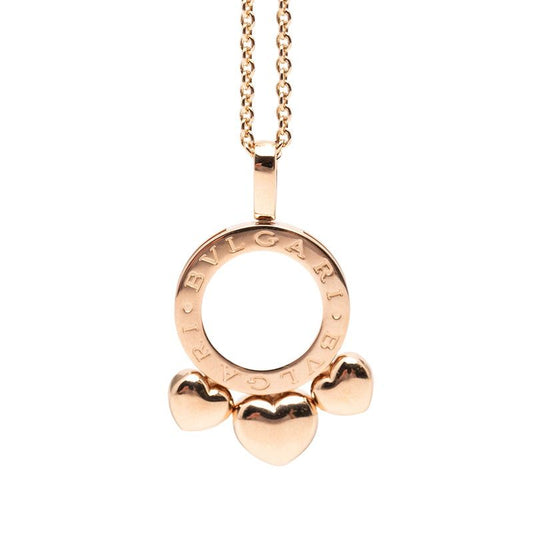 Bvlgari Allegra Heart Chain Pendant Necklace 18k Pink Gold
