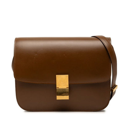 Celine Classic Box Shoulder Bag Brown Leather