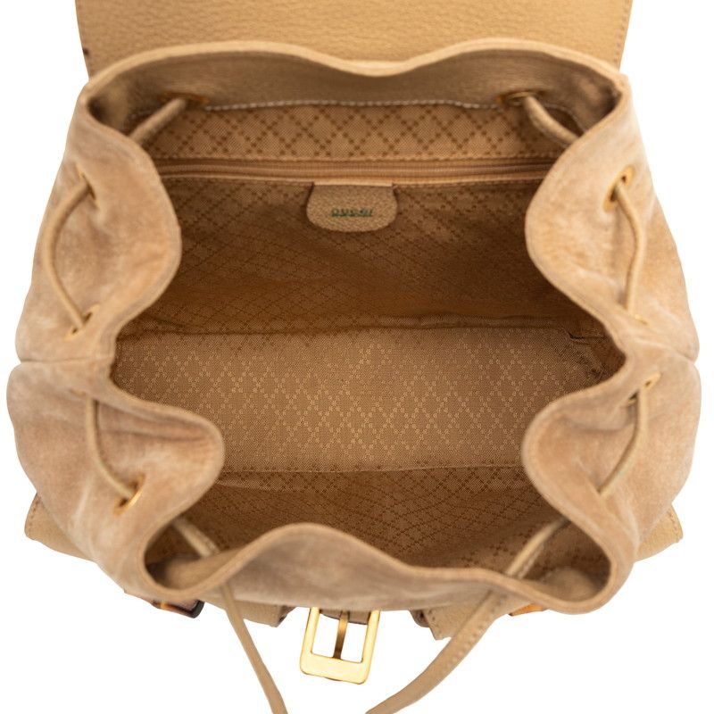 Gucci Vintage Bamboo Backpack 003 Beige Suede Leather — view 4
