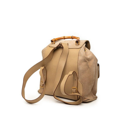 Gucci Vintage Bamboo Backpack 003 Beige Suede Leather — view 2